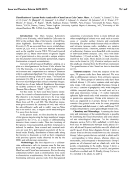 Classification of Igneous Rocks Analyzed by Chemcam at Gale Crater, Mars