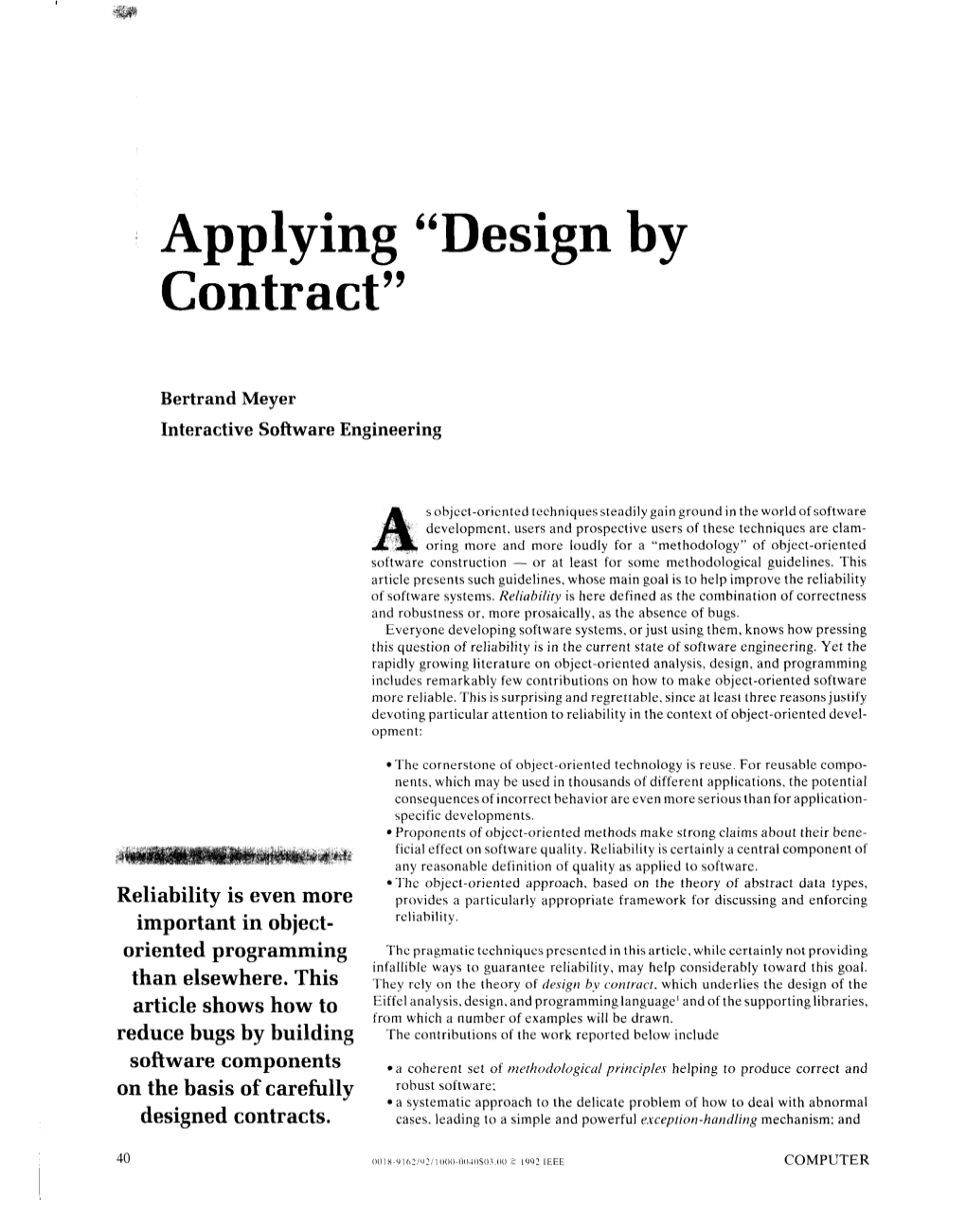 Applying “Design by Contract”