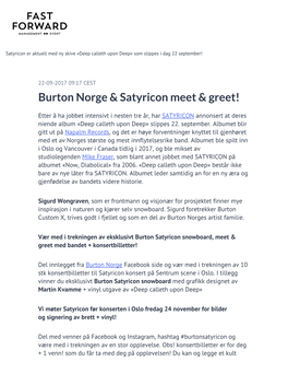 Burton Norge & Satyricon Meet & Greet!