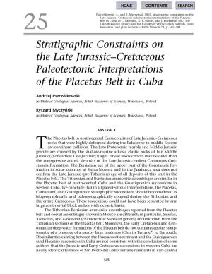 Stratigraphic Constraints on the Late Jurassic–Cretaceous Paleotectonic Interpretations of the Placetas Belt in Cuba, in C