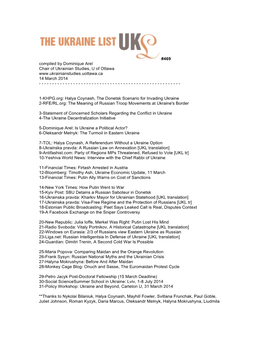 469 Compiled by Dominique Arel Chair of Ukrainian Studies, U of Ottawa 14 March 2014