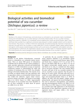 Stichopus Japonicus): a Review Gun-Woo Oh1,2, Seok-Chun Ko2, Dong Hee Lee3, Soo-Jin Heo4 and Won-Kyo Jung1,2*