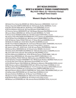 2017 Ncaa Division I Men's & Women's Tennis Championships