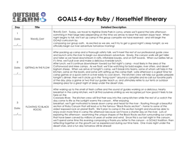 GOALS 4-Day Ruby / Horsethief Itinerary