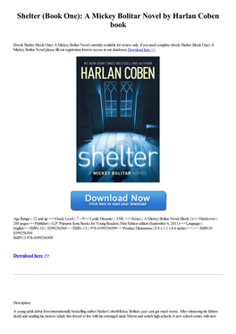 Shelter (Book One): a Mickey Bolitar Novel by Harlan Coben Book