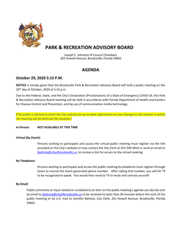 Park & Recreation Advisory Board