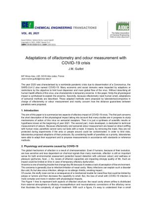 Adaptations of Olfactometry and Odour Measurement with COVID-19 Crisis J.M