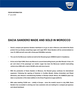 Dacia Sandero Made and Sold in Morocco