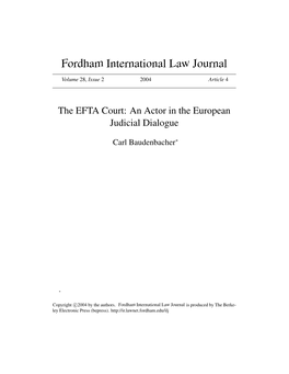 The EFTA Court: an Actor in the European Judicial Dialogue