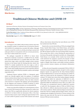 Traditional Chinese Medicine and COVID-19