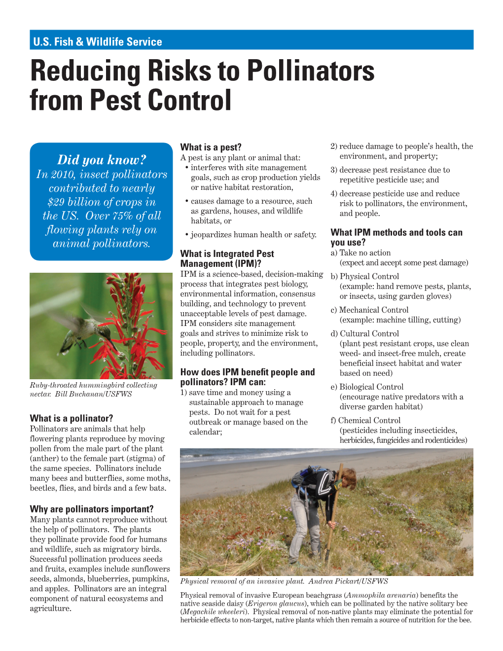 Reducing Risks to Pollinators from Pest Control