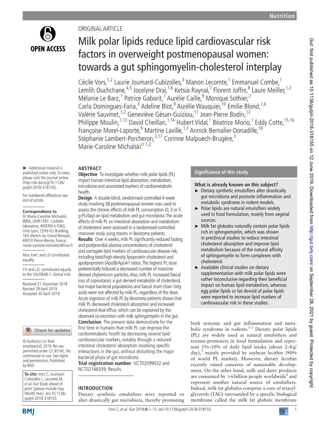 Milk Polar Lipids Reduce Lipid Cardiovascular Risk Factors In