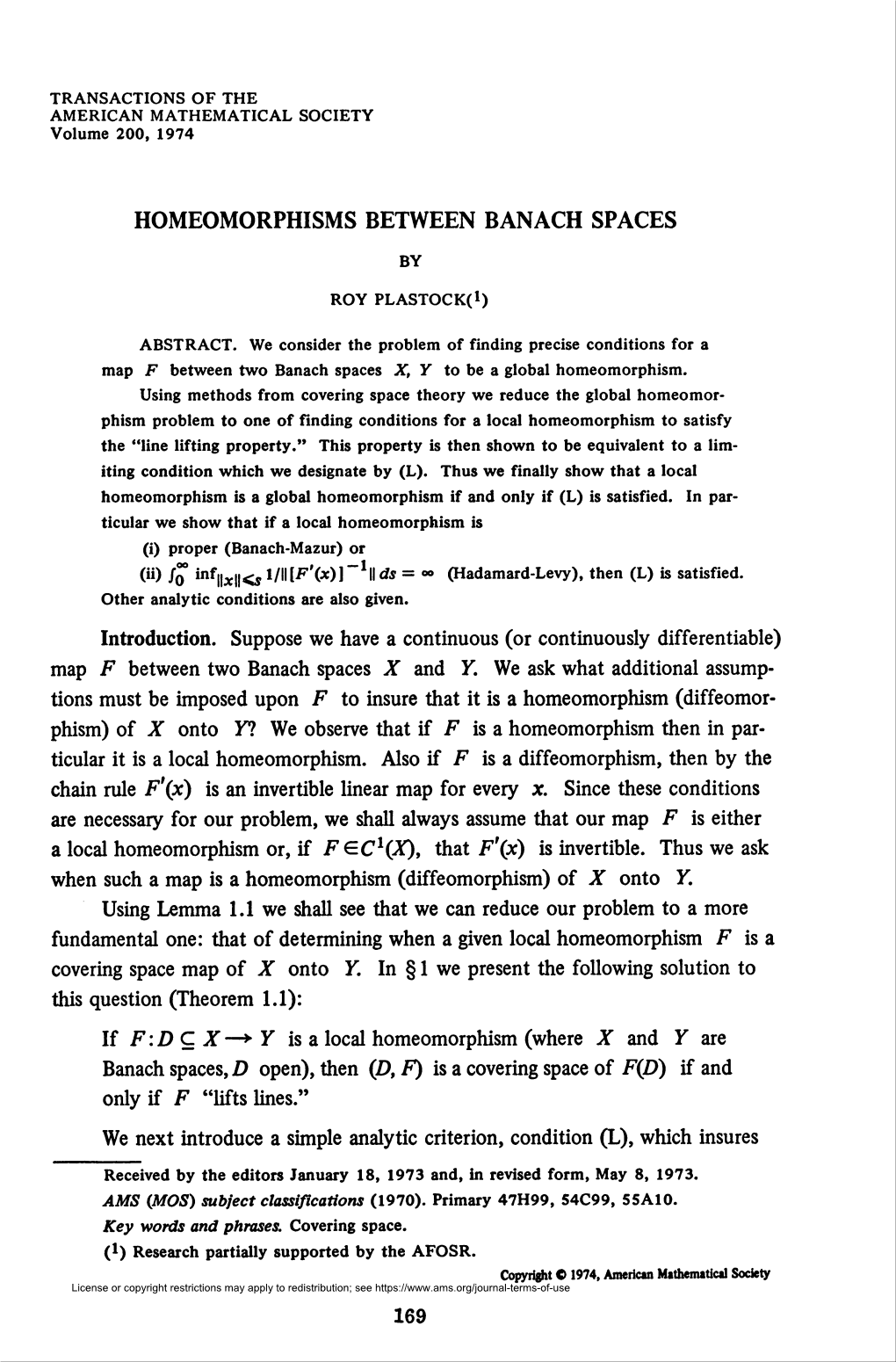 Homeomorphisms Between Banach Spaces 171