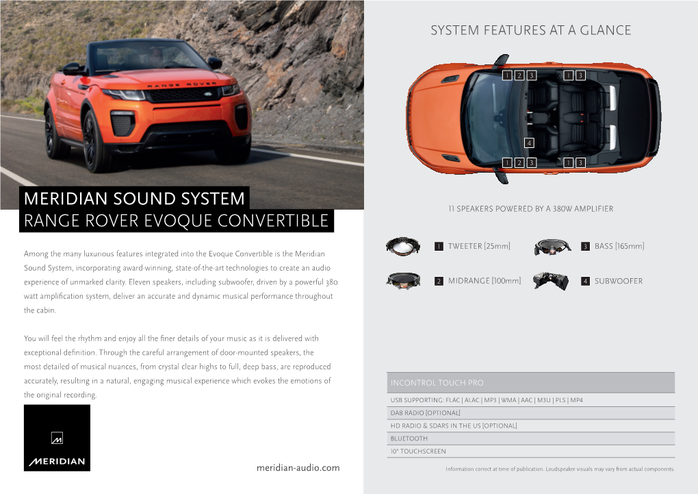 Meridian Sound System Range Rover Evoque Convertible