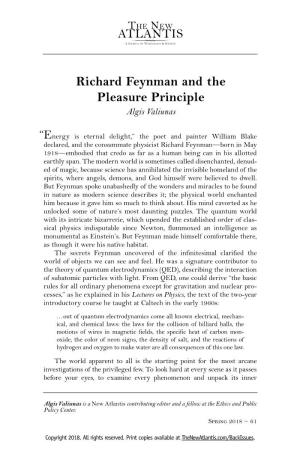 Richard Feynman and the Pleasure Principle Algis Valiunas