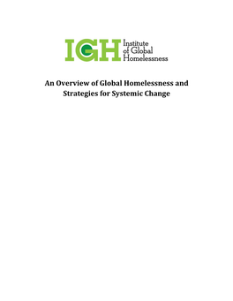 An Overview of Global Homelessness and Strategies for Systemic Change