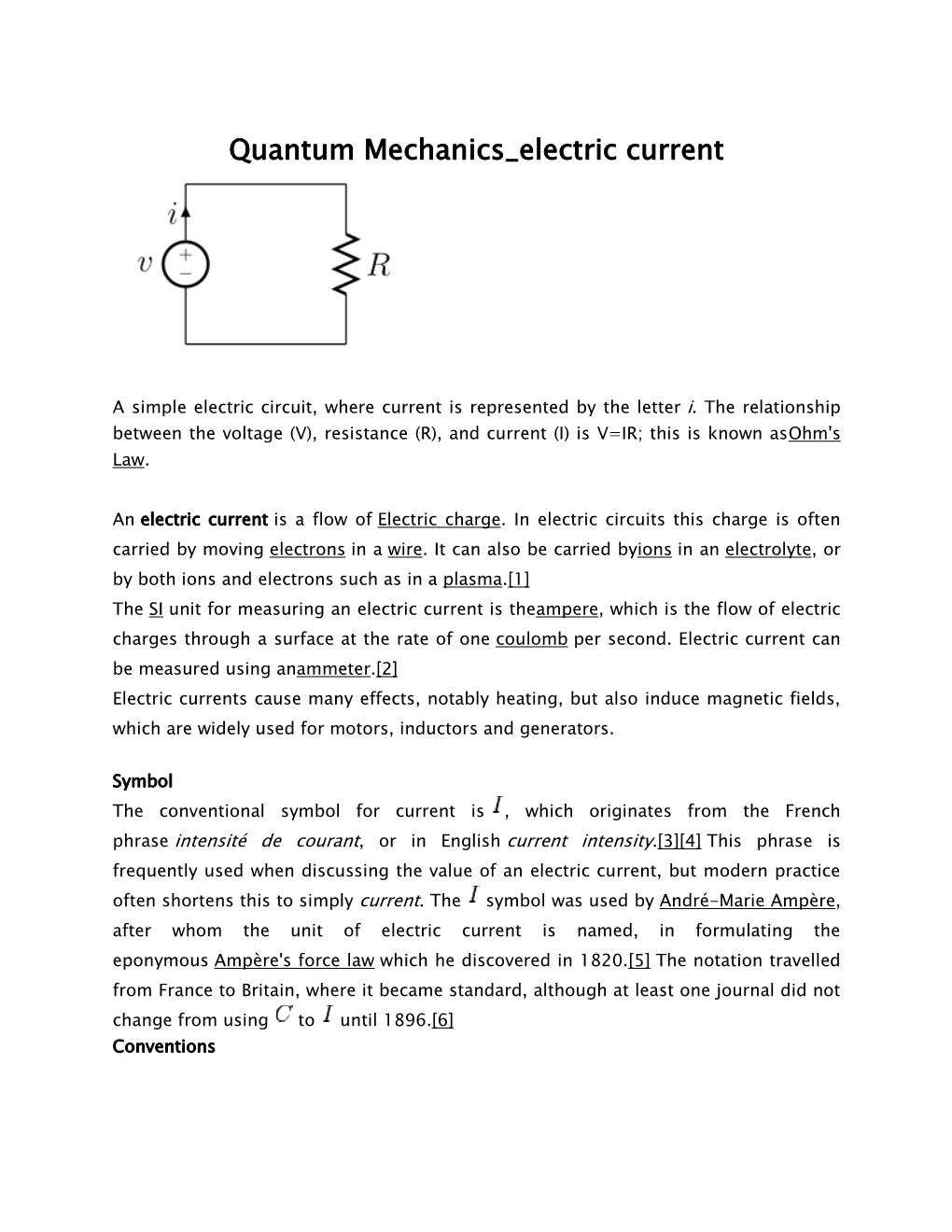 Quantum Mechanics Electric Current
