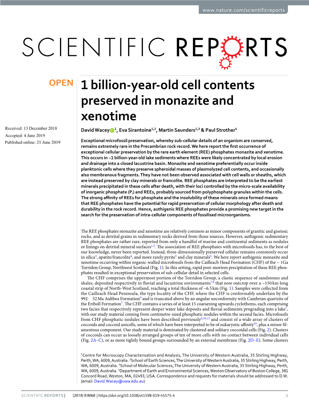1 Billion-Year-Old Cell Contents Preserved in Monazite and Xenotime