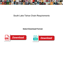 South Lake Tahoe Chain Requirements