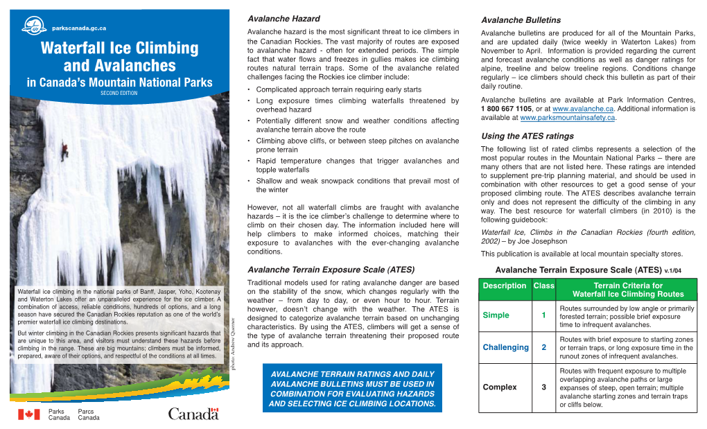 Waterfall Ice Climbing and Avalanches