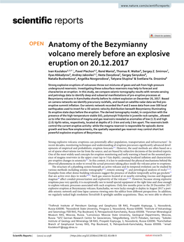 Anatomy of the Bezymianny Volcano Merely Before an Explosive Eruption on 20.12.2017 Ivan Koulakov1,2,3*, Pavel Plechov4,5, René Mania6, Thomas R