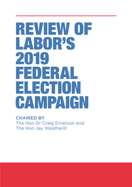 Review of Labor's 2019 Federal Election Campaign