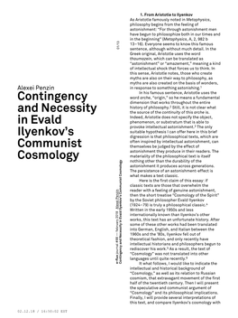 Contingency and Necessity in Evald Ilyenkov's Communist Cosmology