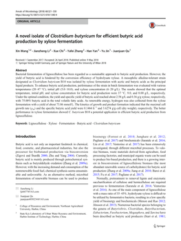 Clostridium Butyricum for Efficient Butyric Acid Production by Xylose Fermentation