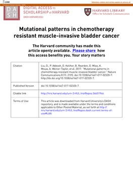 Mutational Patterns in Chemotherapy Resistant Muscle-Invasive Bladder Cancer