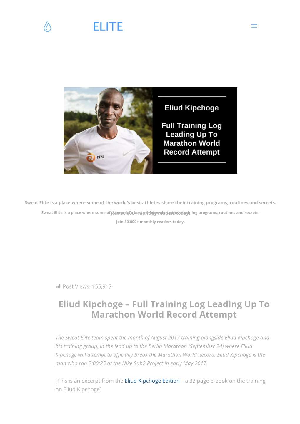 Eliud Kipchoge – Full Training Log Leading up to Marathon World Record Attempt