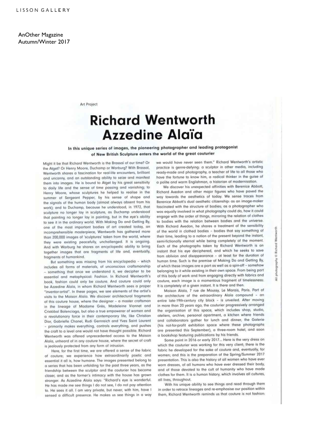 Richard Wentworth Azzedine Alata