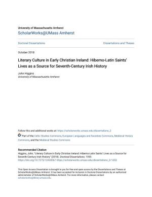 Literary Culture in Early Christian Ireland: Hiberno-Latin Saints' Lives