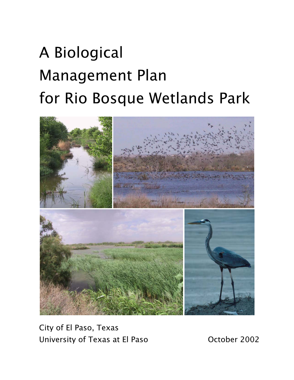 A Biological Management Plan for Rio Bosque Wetlands Park