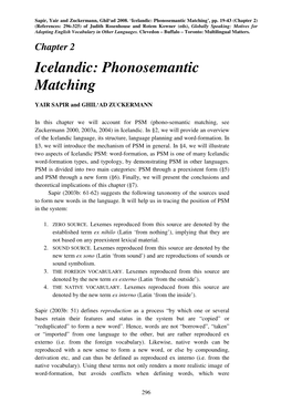 Icelandic: Phonosemantic Matching’, Pp