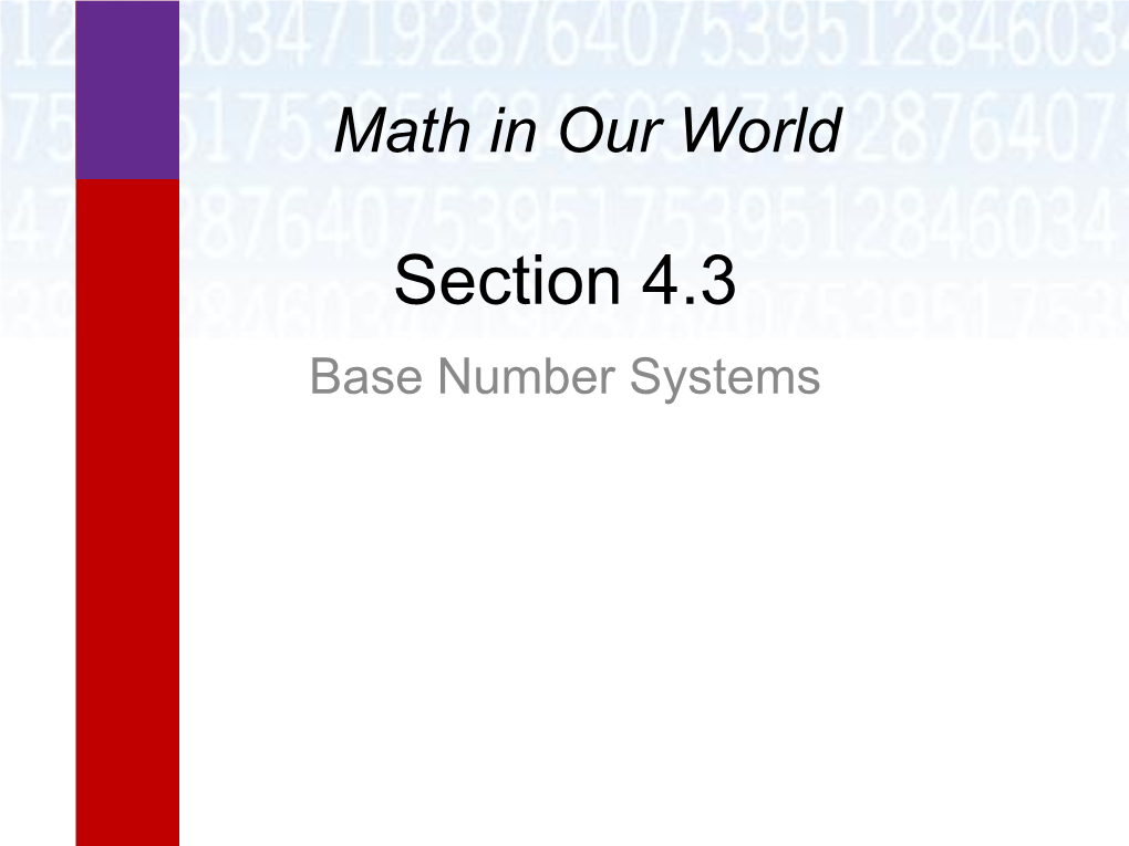 Base Number Systems Learning Objectives