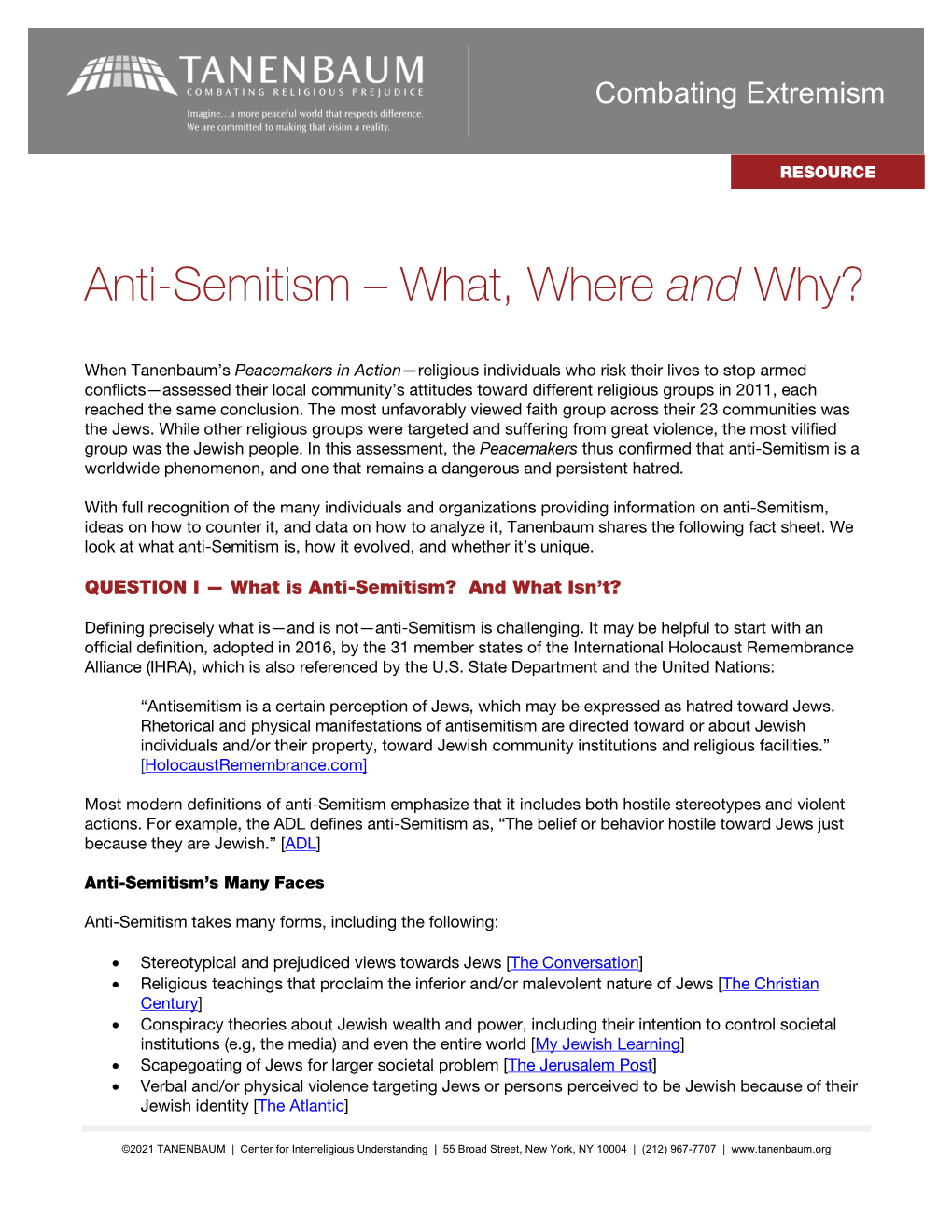 Anti-Semitism – What, Where and Why?