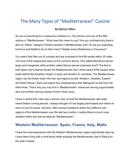 The Many Types of “Mediterranean” Cuisine