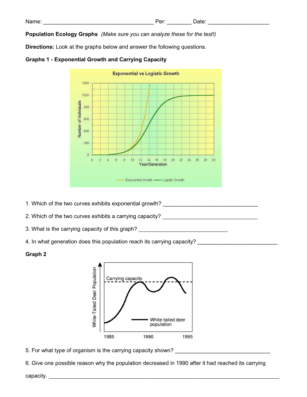 Population Ecology Graph Worksheet - DocsLib