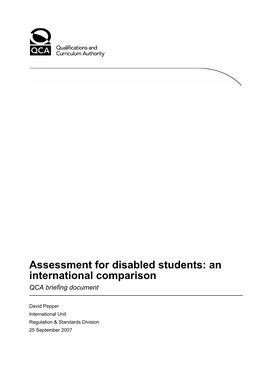 Assessment Disabled International Briefing