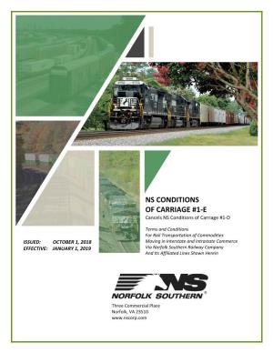 NS CONDITIONS of CARRIAGE #1-E Cancels NS Conditions of Carriage #1-D