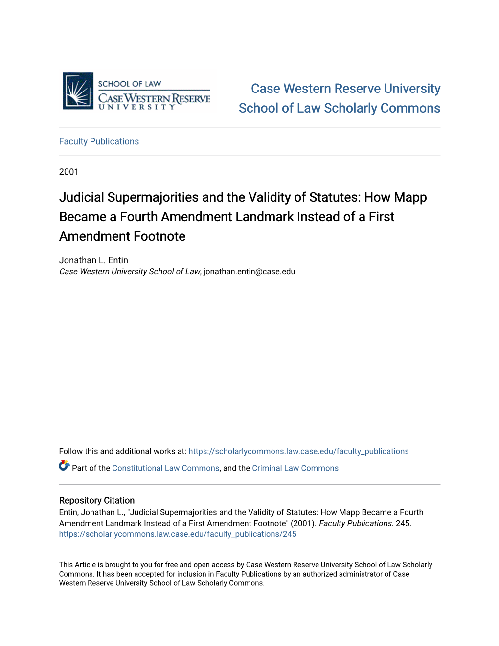 Judicial Supermajorities and the Validity of Statutes: How Mapp Became a Fourth Amendment Landmark Instead of a First Amendment Footnote