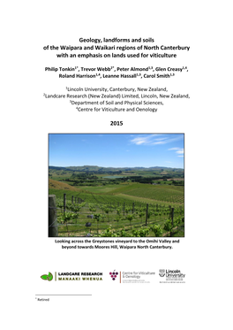 Geology, Landforms and Soils of the Waipara and Waikari Regions of North Canterbury with an Emphasis on Lands Used for Viticulture