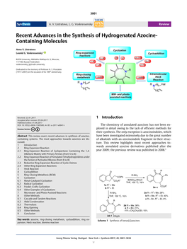 Recent Advances in the Synthesis of Hydrogenated Azocine- Containing Molecules