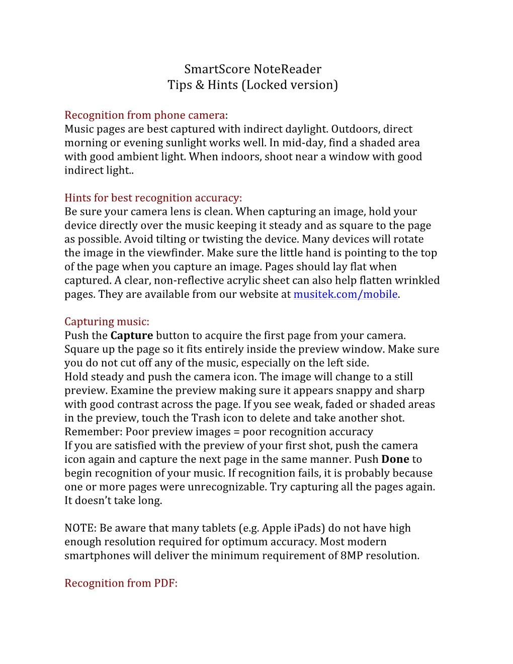 Smartscore Notereader Tips & Hints