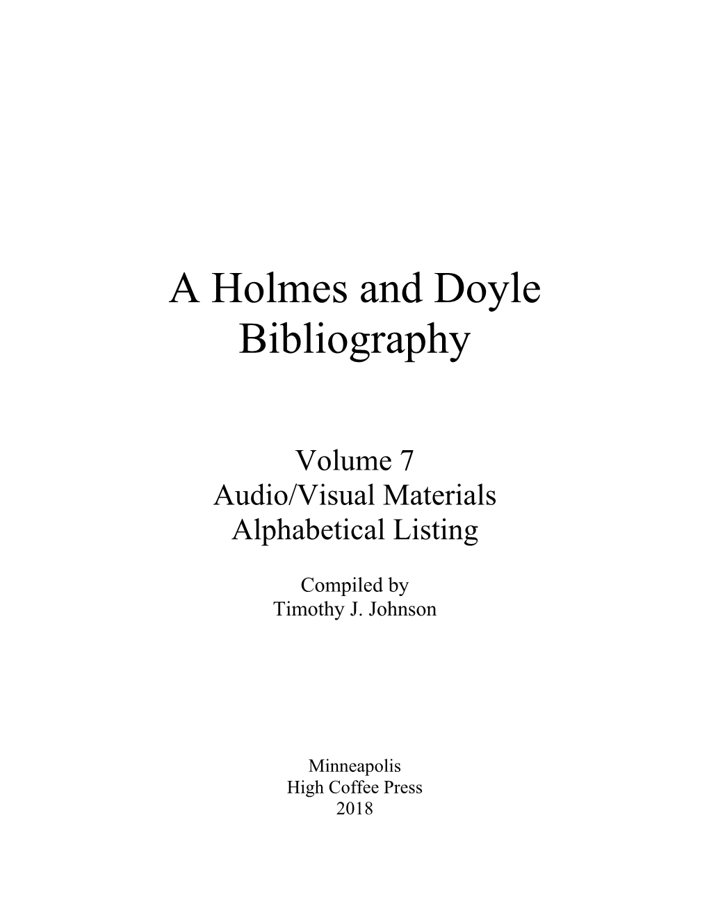 A Holmes and Doyle Bibliography