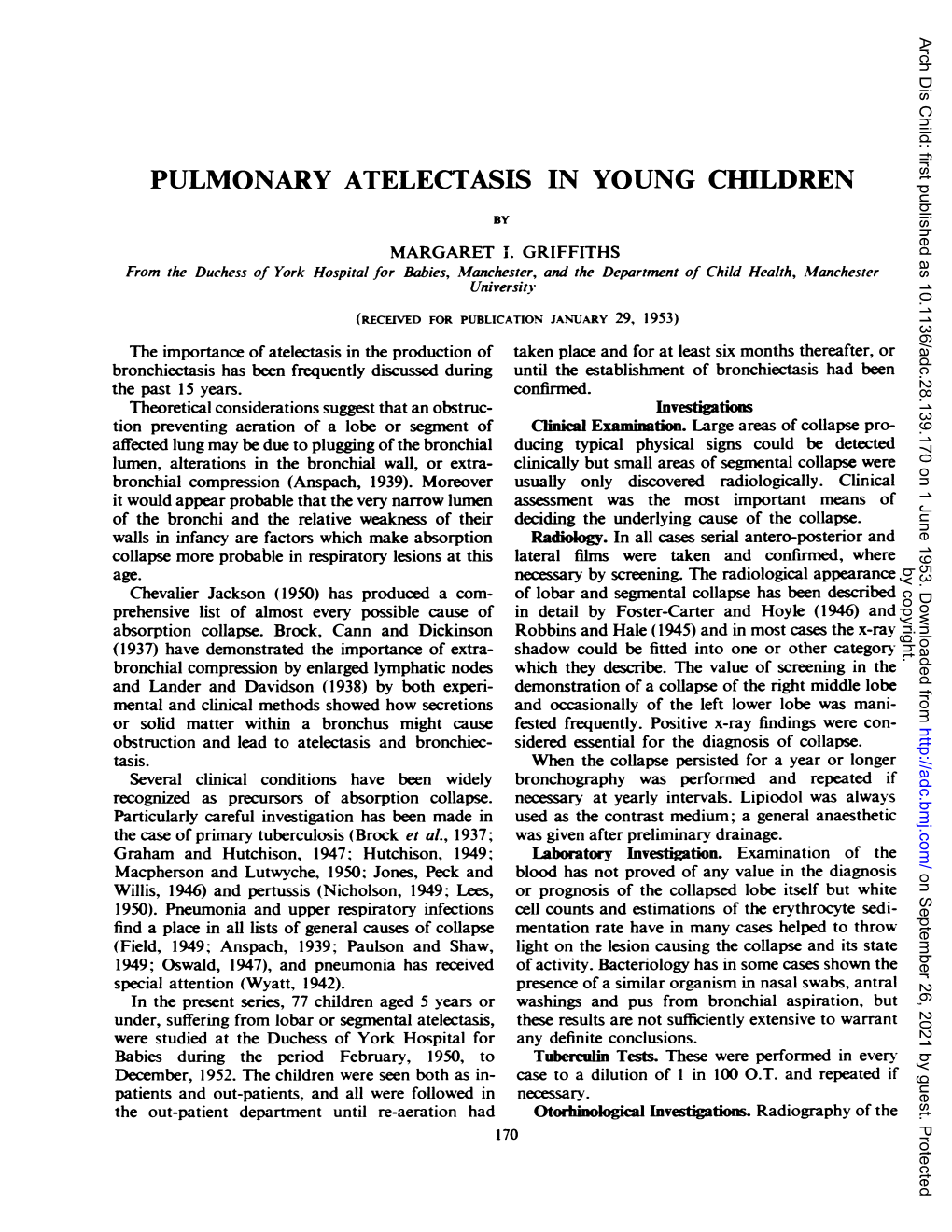 Pulmonary Atelectasis in Young Children