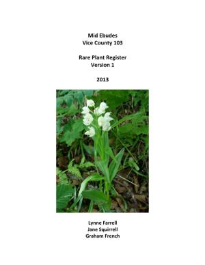 Mid Ebudes Vice County 103 Rare Plant Register Version 1 2013