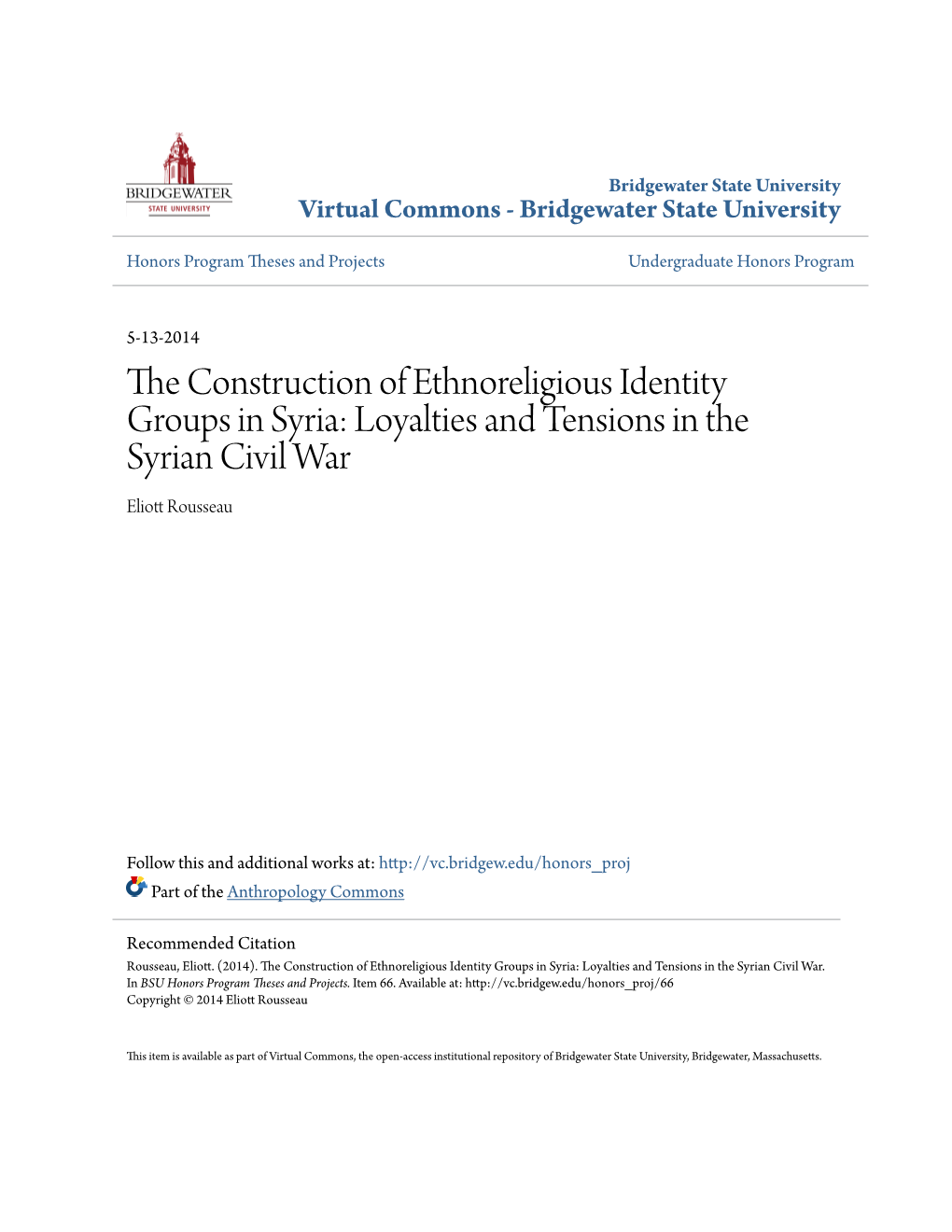 The Construction of Ethnoreligious Identity Groups in Syria: Loyalties