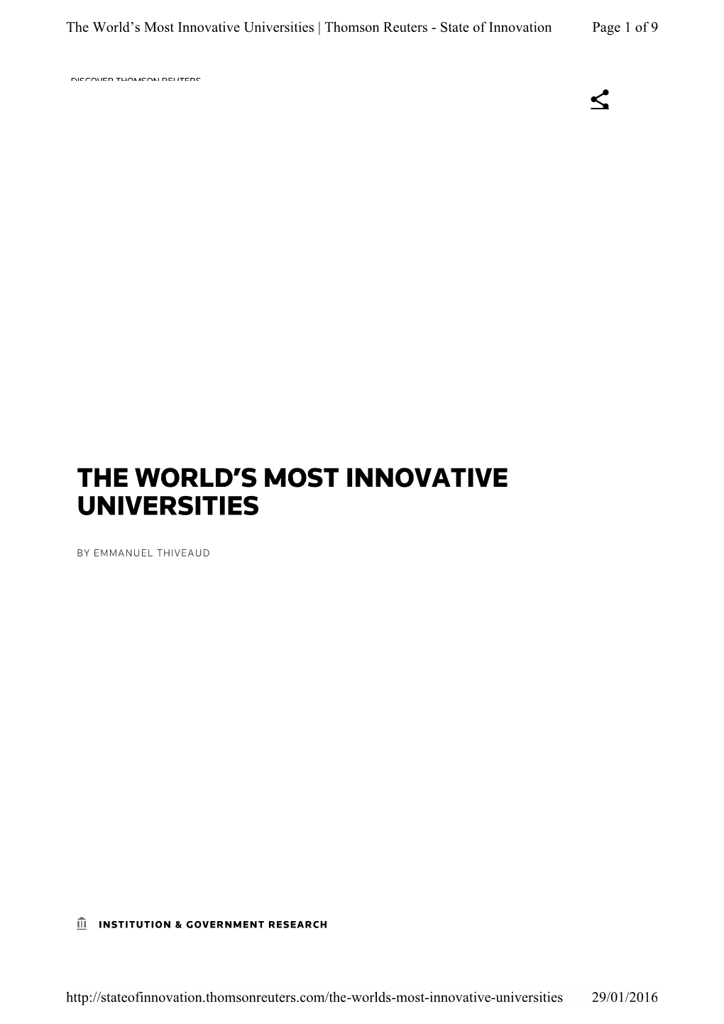 The World's Most Innovative Universities