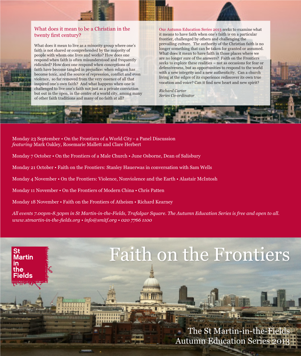 Faith on the Frontiers